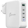 j5create JUP43130 Alimentatore 130W USB 3.2 PD 3.0 QC 4.0 5A 4 Uscite Grigio