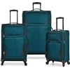 U.S. Traveler Aviron Bay Valigia espandibile morbida con ruote girevoli, Verde acqua, 3 Piece Luggage