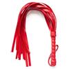 Frusta Flogger BDSM Rossa in Similpelle con Manico Intrecciato e Laccio da Polso
