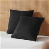 Sonive Federa per cuscino, da 40 x 40cm, in set da 2 pezzi, traspiranti | al 100% in microfibra, resistenti e ipoallergeniche, di colore nero