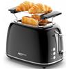 Keenstone Tostapane con pinze Retro a 2 fette, extra larghe in acciaio inox, 6 livelli di doratura, funzioni di riscaldamento e scongelamento; tostapane per toast farciti; Vassoio raccoglibriciole