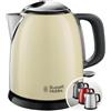 Russell Hobbs Bollitore Elettrico Piccolo - 1,0 L, 2400W - Acciaio Inox Color Crema; Funzione di Ebollizione Rapida, Filtro Anticalcare Rimovibile, Indicatore Livello Dell'Acqua, 24994-70