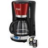 Russell Hobbs Macchina Caffè Americano Rosso - Timer Digitale, Con Filtro per Estrazione e Aroma Ottimali - Max 10 tazze; Caraffa in Vetro da 1.25 L; Piastra riscaldante; 1100 W, ColorPlus 24031-56