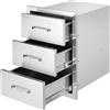 VEVOR Cassettiera Cassetto Tre Piani a Filo, 15,7 x 21,6 x 17,7 pollici Cassetti da Cucina per Esterni d'Argento in Acciaio Inossidabile, Usato nella Cucina all'Aperto, Come Stoviglie, nell'Armadietto