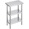 VEVOR Tavolo per La Preparazione degli Alimenti in Acciaio Inossidabile, Tavolo da Lavoro da Cucina Commerciale 356 x 610 x 864 mm con 2 Ripiani Inferiori Regolabili, per Barbecue, Cucina, Casa