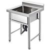 VEVOR Lavello da cucina fatto a mano in acciaio inox 1 vano 17,5 x 10 x 16,5 pollici Lavello sottobar Agriturismo Cafe Shop Ospedale