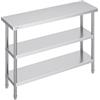 VEVOR Tavolo per La Preparazione degli Alimenti in Acciaio Inossidabile, Tavolo da Lavoro da Cucina Commerciale 356 x 1219 x 864 mm con 2 Ripiani Inferiori Regolabili, per Barbecue, Cucina, Casa