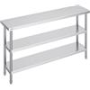 VEVOR Tavolo per La Preparazione degli Alimenti in Acciaio Inossidabile, Tavolo da Lavoro da Cucina Commerciale 356 x 1524 x 864 mm 2 Ripiani Inferiori Regolabili, per Barbecue, Cucina, Casa, Garage