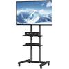 VEVOR Supporto per Televisori da Pavimento con Ruote Altezza Regolabile tra 1510-1696 mm, Porta TV 32-70pollici Compatibile con VESA Carico Max. 59,8kg, Supporto TV da Terra con Portaoggetti 2 Ripiani