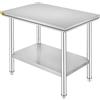 VEVOR Piano di Lavoro per Cucina Professionale 90 x 60 cm, Tavolo da Lavoro da Cucina in Acciaio Inox, Tavolo da Lavoro per Cucina Professionale con Baclsplash