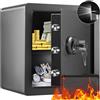 VEVOR Cassaforte Uso Domestico Serratura Codici Chiavi Capienza 51 L Ripiani Rimovibili per Contanti Oro Gioielli Passaporto, Cassetta di Sicurezza Password Chiavi Luce LED, Cassaforte Nera 14,7 kg