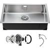 VEVOR Lavello da Cucina da 76 cm Lavello Sottopiano in Acciaio Inossidabile 304, Vasca Singola da Incasso Stile Fattoria con Accessori, Lavello Domestico per Cucina di Preparazione, Lavanderia, Bar