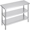 VEVOR Tavolo per La Preparazione degli Alimenti in Acciaio Inossidabile, Tavolo da Lavoro da Cucina Commerciale 457 x 1219 x 864 mm 2 Ripiani Inferiori Regolabili, per Barbecue, Cucina, Casa, Garage