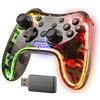 Mars Gaming MGP-24, Gamepad Wireless 2.4GPRO, Design Traslucido Neon RGB, Doppia Vibrazione Aptica, Joystick Analogici, Controller per PC, PS3, PS4, XBOX360, Raspberry Pi, Mac, Android, Trasparente