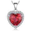 JewelryPalace Cuore Of Ocean 3.9ct Sintetico Rosso Rubino Amore Eterno Halo Pendente Collana placcato oro bianco 14K 45cm