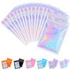 ATBEAMEN 50pcs Bustine Mylar Olografiche 12x20cm, Richiudibili Anti-Odore per Alimenti, Cosmetici e Gioielli