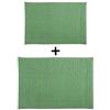 MSV - Set di 2 tappetini da bagno in microfibra di ciniglia - Pelo lungo, antiscivolo - Comodo anello per appenderli - Comfort e igiene ottimizzati - Verde basilico - 40x60 e 60x90 cm