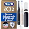 Oral-B iO 2, 2 Spazzolini Elettrici, 2 Testina di Ricambio, Nero e Rosa | 2 Testine di Ricambio per Spazzolino Elettrico Ricaricabile, Custodia da Viaggio, Sensore di Pressione, Pulizia Denti