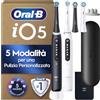 Oral-B iO 5, 2 Spazzolini Elettrici, 4 Testina di Ricambio, Bianco e Nero | 4 Testine di Ricambio per Spazzolino Elettrico Ricaricabile, Custodia da Viaggio, Sensore di Pressione, Pulizia Denti