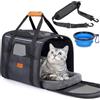 Morpilot Trasportino per gatti grandi e cuccioli fino a 7 kg, con cerniere di sicurezza, pieghevole, per il trasporto di gatti e cani, per andare al veterinario, 43.5x31x34cm, grigio scuro(M)
