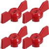USHOBE Maniglia Valvola a Farfalla 4 Pezzi in Lega di Alluminio Rosso | Apertura 8x6 Mm, Controllo Preciso e Chiusura Rapida, per Rubinetto Giardino e Valvola Esterna