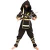 SEA HARE Costume da Guerriero Samurai Nero Ninja Power (L:10-12 Anni)