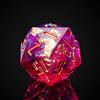 Cusdie Dadi singoli D20 DND con bordi affilati e inclusioni in lamina glitterata, dadi D&D a 20 lati, 33 mm, realizzati a mano, per giochi di ruolo (rosa rosso/B)