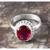 Anello Uomo 925 Argento con Zaffiro Naturale Rosso 5,55 Ct Cushion