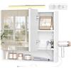 SLINEMO Specchio Bagno Contenitore con Luce LED Regolabile 3 Temperature, Mobile Bagno con Specchio a 3 Ante, Presa Elettrica e Supporto Asciugacapelli, Ripiani Regolabili, Bianco - 70 * 15 * 65cm