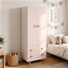 [en.casa] Armadio per Cameretta a 2 Ante 156x60x41 cm Rosa | Guardaroba, Barra Asta Vano Appendiabiti, con 2 Cassetti e Piedini, a Misura di Bambini, Camera da Letto