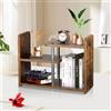 HDANI Scaffale da Scrivania in legno,Libreria Piccola,Marrone Vintage-Nero | Moderno Organizer da Scrivania con Scaffale,Mini Scaffale da Tavolo,Libreria per Ufficio,Cucina,Soggiorno,Casa,40x30x16c