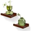 FURAOMEILI Piccoli scaffali da parete, mini mensole sospese con bordo, set da 2 scaffali per cornici, piante, decorazione per soggiorno, cucina, camera da letto, legno, 20 cm, noce