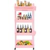 YOICUATGNA Carrello portaoggetti a 4 ripiani con cassetto, ganci e scatole laterali, carrello multiuso con ruote bloccabili, per cucina, bagno, ufficio, soggiorno (rosa)