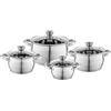 FLORINA Set di Pentole OLIVER | 4 pezzi | Acciaio inox 18/0 | Coperchi in vetro temperato | Per induzione, gas, elettrico, ceramica | Lavastoviglie | Set elegante e funzionale per la cucin
