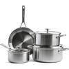 KitchenAid MultiPly 3PLY Set di Pentole e Padelle in Acciaio Inox PFAS-Free 7 Pezzi, Incl. Padella, Casseruola, Casseruola,Triply, Multiclad, Induzione,Forno Sicuro fino a 220°C,Lavastoviglie,Argento