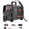 VEVOR Stazione Saldatura MIG Corrente Uscita 130 A, Saldatrice MIG Sinergica Portatile Multiprocesso Senza Gas Saldatrice MMA Lift TIG 3 in 1 Saldatrice con Tecnologia IGBT Inverter, Schermo Digitale
