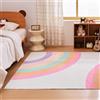 Sonive Tappeto per Bambini Arcobaleno Rosa, Soggiorno, Cameretta 120x170cm | Tappetino Antiscivolo Morbido per Camera da Letto