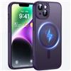 FNDMIL Magnetico Forte per iPhone 14 Cover con Magnetica | Protezione Della Fotocamera, Antiurto Militare, Anti-Impronta Antigraffio, Custodia Sottile Traslucido Opaco, Viola