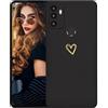 Kaywzo Cover per OPPO A53 2020,Custodia in Silicone TPU Liscio di Morbido con Modello Cardiaco,Design Minimalista,Ultrasottile Donna Antiurto Case Cover,Nero