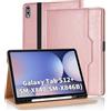 Vkooer Custodia a libro in pelle PU per Samsung Galaxy Tab S12 Plus 12,4 pollici 2026 (SM-X840/SM-X846B), custodia protettiva per tablet multi-angolo con supporto e slot per penna S - Oro rosa