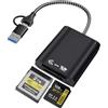 CyberPrism Lettore di schede SD CFexpress tipo B 2 in 1 10 Gbps USB-C e USB-A CFB 1250 | USB 3.2 Gen 2 Card Reader 2TB, lettore di schede di memoria per video 8K RAW, laptop, PC, tablet, Windows, MacOS, Linux