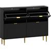 HOMCOM Scarpiera Slim per 20 Paia di Scarpe con 4 Cassetti a Ribalta e Ripiani Regolabili, 105x24x91.5 cm, Nero | Aosom Italy