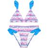 SHEKINI Bambine Bikini Triangolo 2 Pezzi Costumi da Bagno con Volant Bikini a Vita Bassa Carina Beachwear Floreale Rosa Hawaii (Cielo Blu, 10-12 Anni)