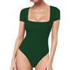 ALGALAROUND Body da donna a maniche corte con scollo quadrato sexy, elegante, basic, top estivo per feste, serate