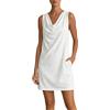 MaNMaNing Abito Donna Scollo Drappeggio Smancato Estate Minimalista Casual Vestito Corto Aderente Abbigliamento Femminile Giorno Moda Sera Leggero Copricostume Vacanza