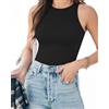 ALGALAROUND Body da donna senza maniche, scollo rotondo, canotta da donna, body basic sexy Y2K, abbigliamento estivo, body da donna