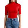 ALGALAROUND Maglietta da donna a collo alto, a mezza manica a 1/2, con colletto alto, basic, a maniche lunghe, da donna, 2025, autunno