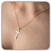 Handmade Personalizzato croce collana con battesimo per ragazza nome delicato oro con croce su misura Festa della Mamma Natale anniversario, Stile quotidiano