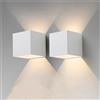 MOKEKA 2 Pezzi LED Applique da Parete Moderno, 12W 4000K Luce Naturale, Interno/Esterno MOKEKA IP65 Impermeabile, Alluminio Quadrata Con Angolo del Fascio Regolabile (Luce Naturale-4000K)