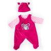 Bayer Design bambole di 33-38cm, salopette, top e berretto, set, vestito con procione e cuori, Colore rosa, 83877AA